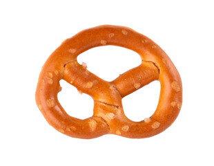 Bretzels cracker isolated on white background. Dry cracker cookies isolated. Salty snacks isolated. Top view.