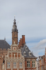 Obraz premium Detail of beautiful historic facades on the central market square of Haarlem in The Netherlands