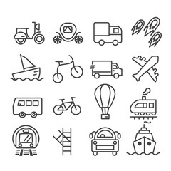 Set of transportation or public transport icon isolated. Travel concept in modern outline on white background