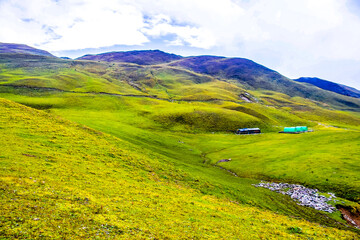Magical green mountains of Roopkund, Uttarakhand, India. 