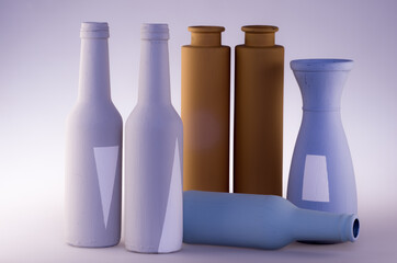 Watercolor painted bottle arrangement