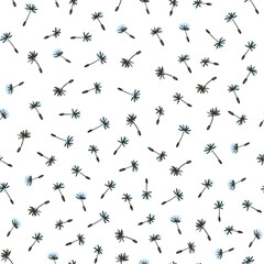 Dandelion seeds childish vector seamless pattern, floral pattern on white background. Texture for - fabric, wrapping, textile, wallpaper, apparel. 
