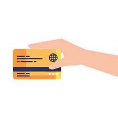 hand holding credit card of money financial banking commerce and market theme Vector illustration