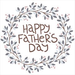 Vector hand drawn lettering Happy Father's Day. For sticker, postcard, greeting card, banner, icon, social media. Isolated vector object. 