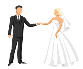 Wedding illustration of bride and groom.