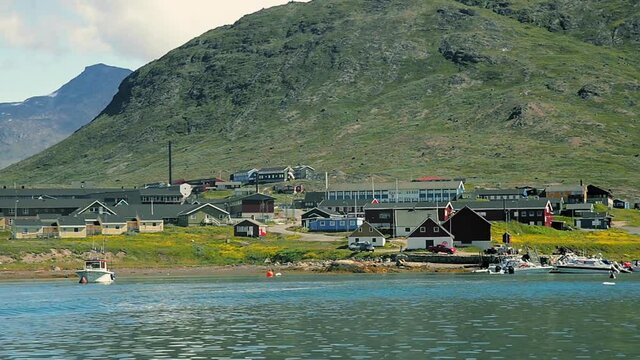 WS POV Narsaq town on coast / Tasermiut, Kujalleq, Greenland