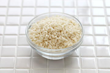 carnaroli, italian risotto rice in bowl