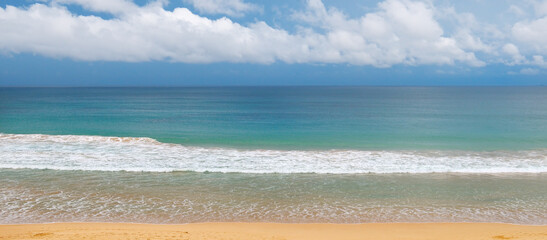 Sea and blue Sky background. Wide photo.