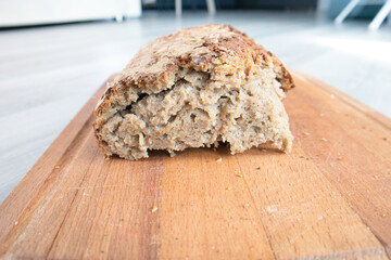 homemade bread with sunflower seeds - close up