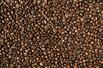  texture roasted coffee beans top view
