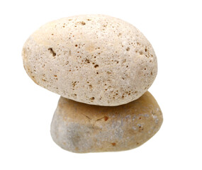 two stacking rocks on white