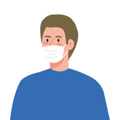 man with mask design of medical care and covid 19 virus theme Vector illustration