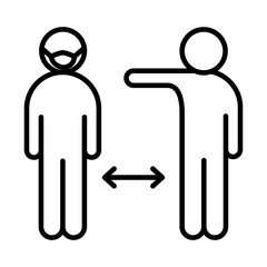 covid 19 coronavirus social distancing, keep the 2 meter distance, prevent outbreak spreading vector line style icon