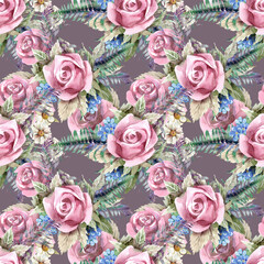 Floral Seamless Pattern with Roses.