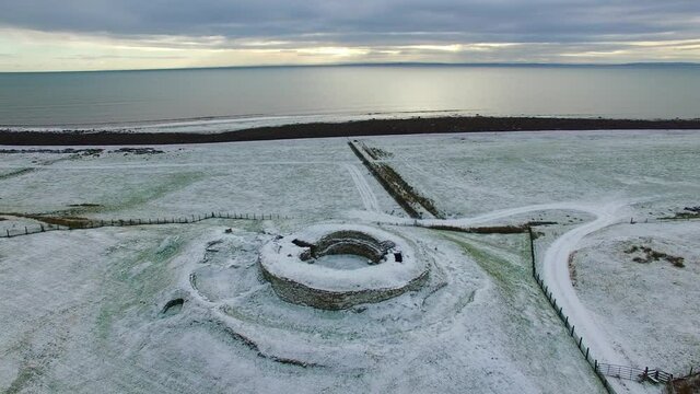 Cairn Laith Broch Iron Age fortress Moray Firth Sutherland Scotland UK  Winter Snow