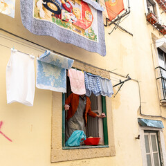 Obraz na płótnie Canvas drying on the window at Lisbon