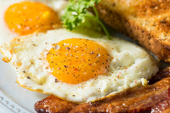 Crispy Bacon And Sunny Side Up Eggs Stock PNG Images