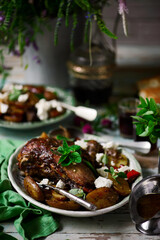 SLOW COOKED GREEK LAMB WITH LEMON GARLIC POTATOES LAMB KLEFTIKO..style rustic.