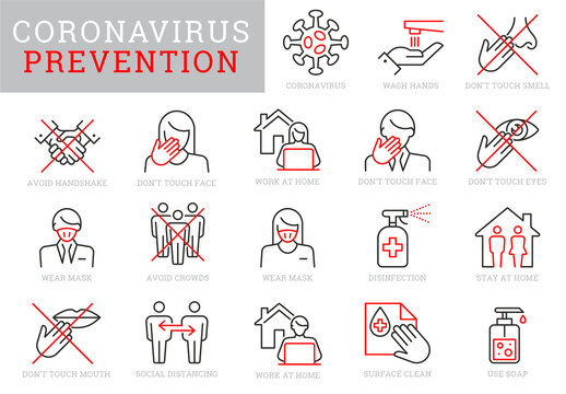 Coronavirus Prevention Icon Set