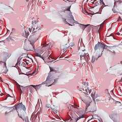 Watercolor Roses Seamless Pattern