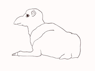 Saiga, a wild animal from the steppes. Digital sketch.