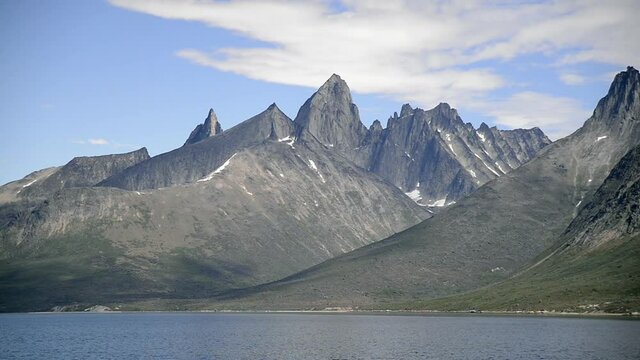 WS POV Mountains seen from Tasermiut fjord / Tasermiut, Kujalleq, Greenland