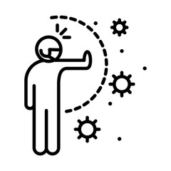 covid 19 coronavirus social distancing prevention, instruction against the spread, outbreak disease vector line style icon