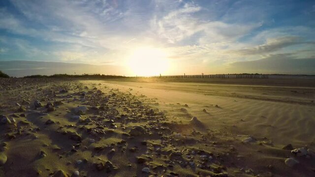 WS West Wittering Beach at sunset / Chichester, West Sussex, England, UK