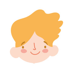 cute little boy face character cartoon isolated design icon