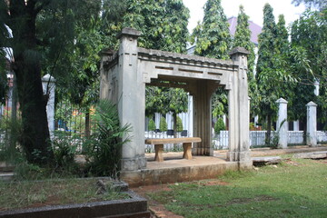 Fototapeta na wymiar Graveyard cemetery in Taman Prasasti, Jakarta, Indonesia,