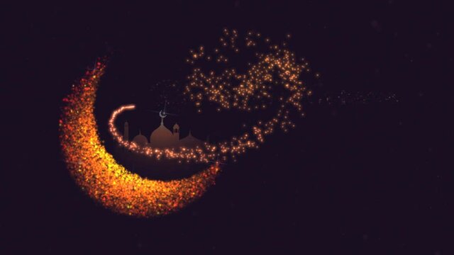 ramadan kareem greetings animation with golden particles