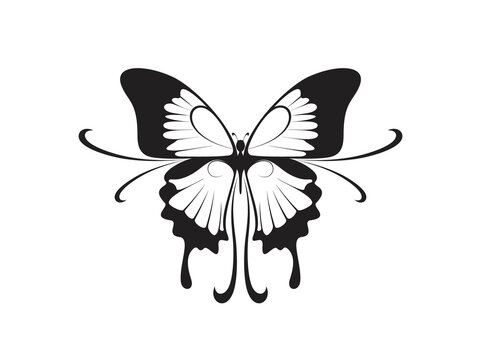 Stylized butterflay tatto design. Vector illustration