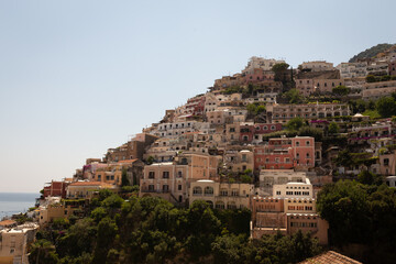 Fototapeta na wymiar View of Positano, Italy, Europe. Beautiful seaside houses.