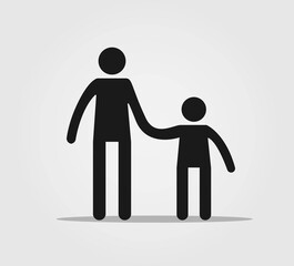 Man with child icon. adault with kid vector pictogram. concept of parents with children, children with parents allowed sign. Illustration.