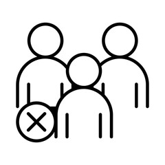 covid 19 coronavirus social distancing prevention, avoid crowded places, outbreak spreading vector line style icon