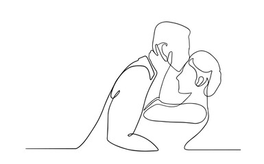 Continuous One Line Drawing. Couples Portrait. One line Abstract Portrait. Minimalist Portrait Design. Contour Face. husband and wife are married.