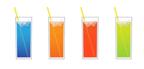 Alcohol drinks icon set in trendy flat design style. Popular cocktails for design menu, posters, brochures for cafe, bar. Set of alcoholic drinks, cocktails. Summer vacation and beach party.