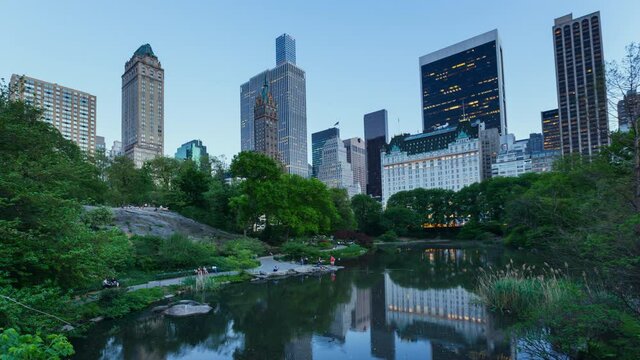 WS T/L Central Park and skyline of Midtown Manhattan / New York City, New York, United States