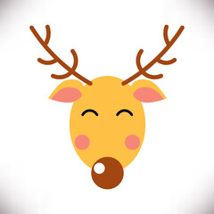 Christmas deer icon for winter holidays. Vector illustration.