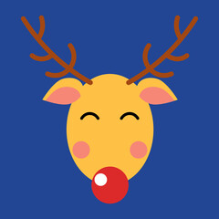 Christmas deer icon for winter holidays. Vector illustration.