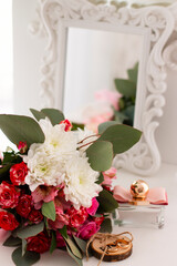 wedding rings and roses