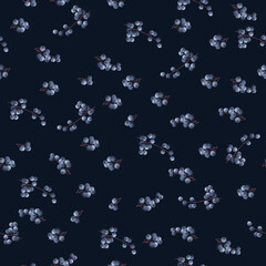 Fototapeta na wymiar Seamless vintage floral pattern for gift wrap and fabric design. Blueberry