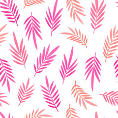 Neon trend pattern with tropical leaves of palm.