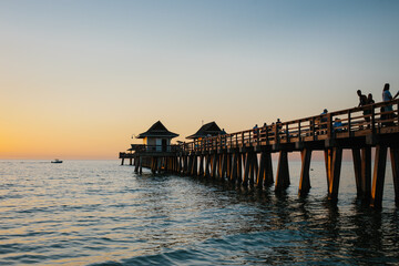Naples Pier at sunset in Florida, United States of America