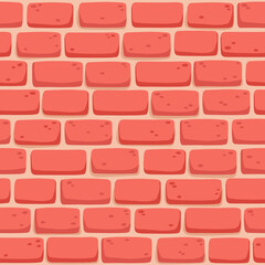 Seamless pattern of cartoon brick wall in coral color. - 356218772