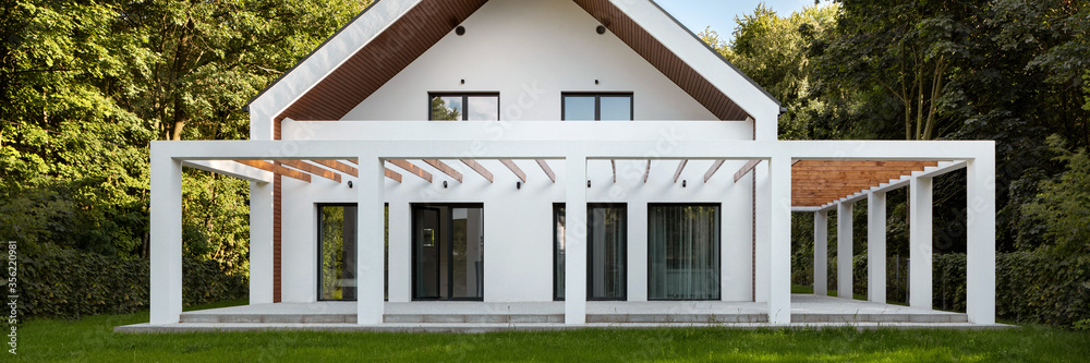 Wall mural Panorama of house backyard veranda