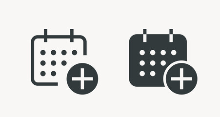Сalendar with plus line vector minimalistic icon. Date symbol. Appointment day icon for web design. Modern flat organizer icon for app design. Business meeting sign minimal flat linear icons