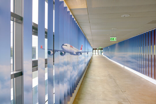 ZURICH, SWITZERLAND - CIRCA OCTOBER, 2018: interior shot of Zurich International Airport.