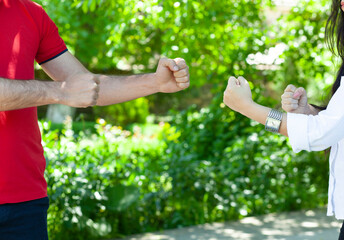 angry woman and man  fists