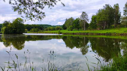 Perfect lake landscape in the spring season